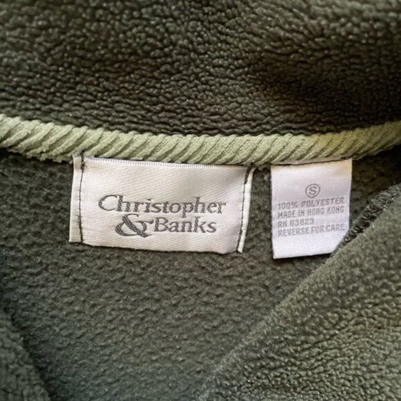 Christopher & Banks Green Embroidered Button-Up Fleece Jacket With Nature-Inspir - Picture 3 of 10